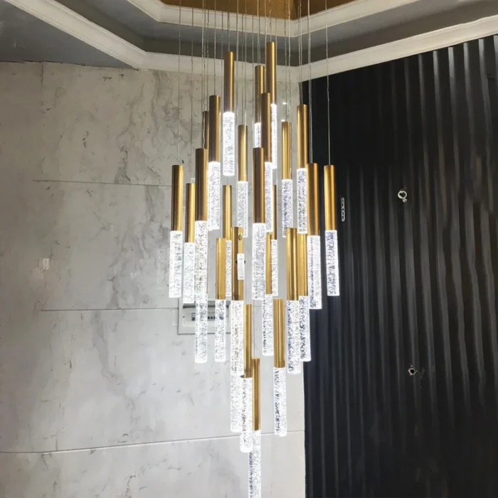 Modern chandelier lighting for staircase large long crystal lamps hallway lobby gold chain chandeliers home decor light - Image 2