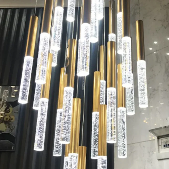Modern chandelier lighting for staircase large long crystal lamps hallway lobby gold chain chandeliers home decor light - Image 4