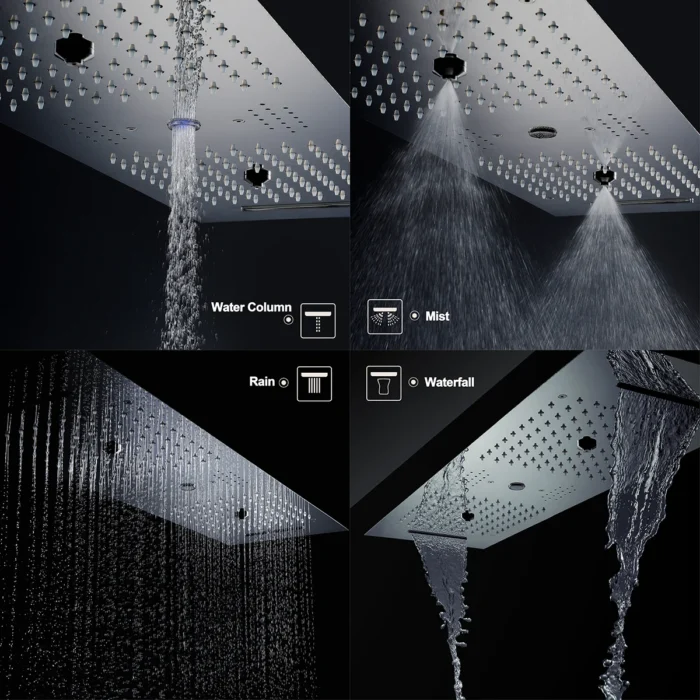 M Boenn 35*12 Inch Showers Bathroom Faucet Set Smart Thermostatic Concealed Mixer Rain Shower System Bar Shape Black Shower Head - Image 3