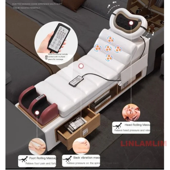 Linlamlim Multifunctional Ultimate Bed 2 People With Massage Tatami, Speaker, Projector | Genuine Leather Upholstered Smart Bed - Image 5