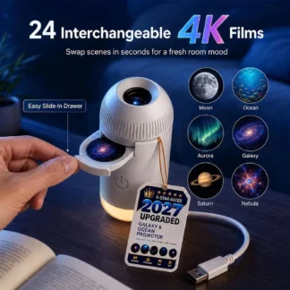 USB Starry Sky Projector Night Light 360° Adjustable Galaxy Atmosphere Lamp for Car Interior Home Bedroom Romantic Nightlight 1