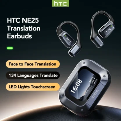 【AI Translator Earbuds】HTC NE25 Bluetooth Earphones LCD Touch Screen Sport Wireless Headphones Long Life with HD Mic 1