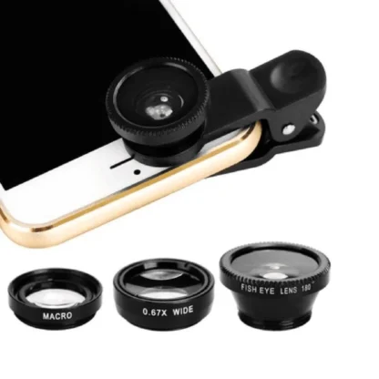 3-in-1 Wide Angle Macro Fisheye Lens Camera Kits Mobile Phone Fish Eye Lenses with Clip 0.67x for iPhone Samsung All Cell Phones 1
