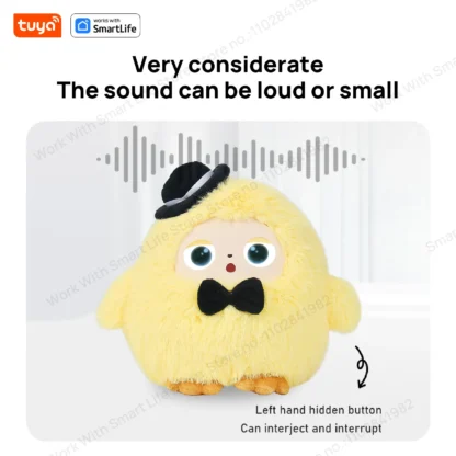 Tuya Smart AI Plush Robot, Voice Interactive E-Pet, Dynamic LED Eyes Companion Toy, USB Rechargeable, Present for All Ages 6