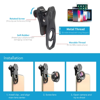 APEXEL For Dropshipping Camera Phone Lens 100mm Macro Mobile Lens Macro Camcorder Lenses for iPhone Samsung All Smartphone 5