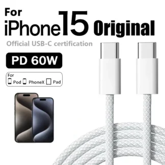 Original PD 60W Fast Charger 6A USB C to Type C Cable For iPhone 18 17 16 15 Pro MAX Quick Charging For Samsung S26 Xiaomi Cable 1